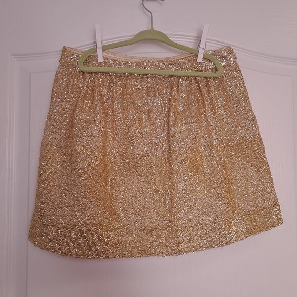 H&M Gold Glitter Metallic Party Sequin Mini Skirt - Picture 3 of 5